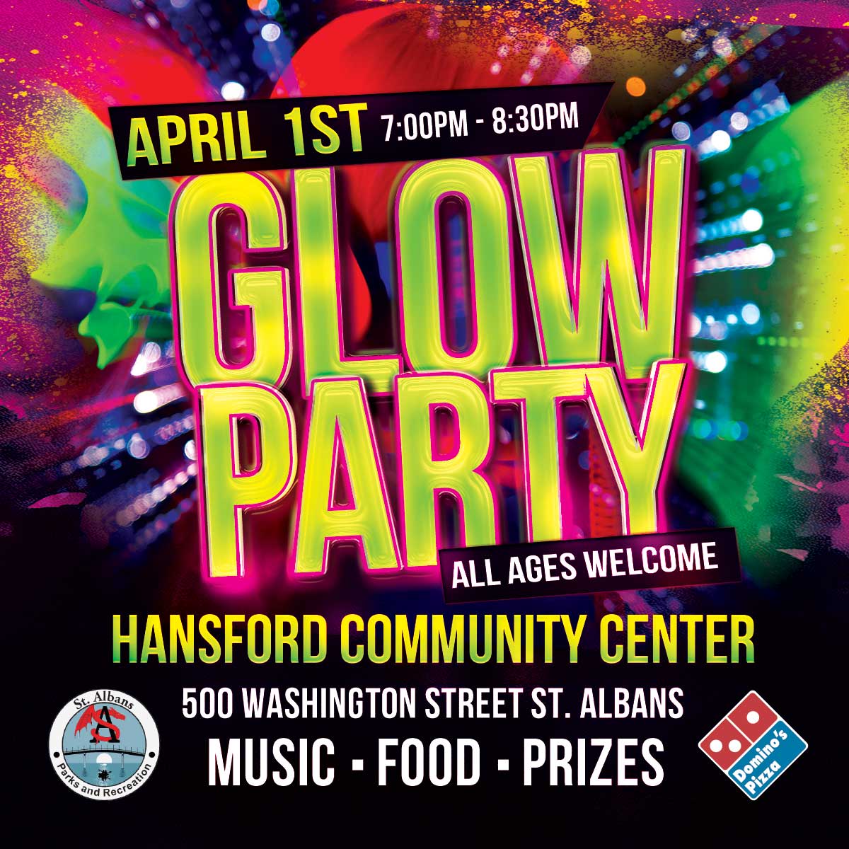 SA Parks & Rec Glow Party at Hansford Center April 1st