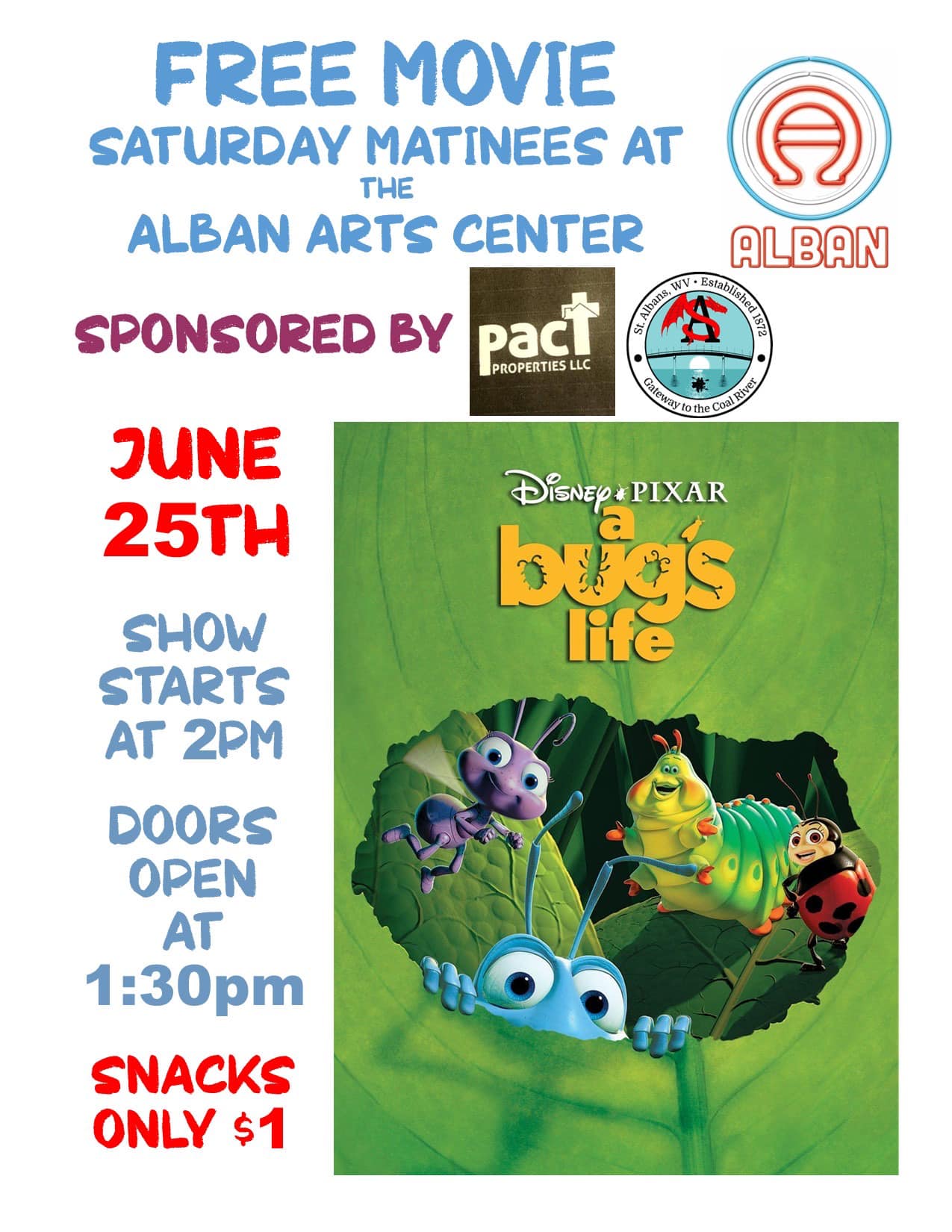 A Bug's Life - Free Movie at the Alban Arts Center