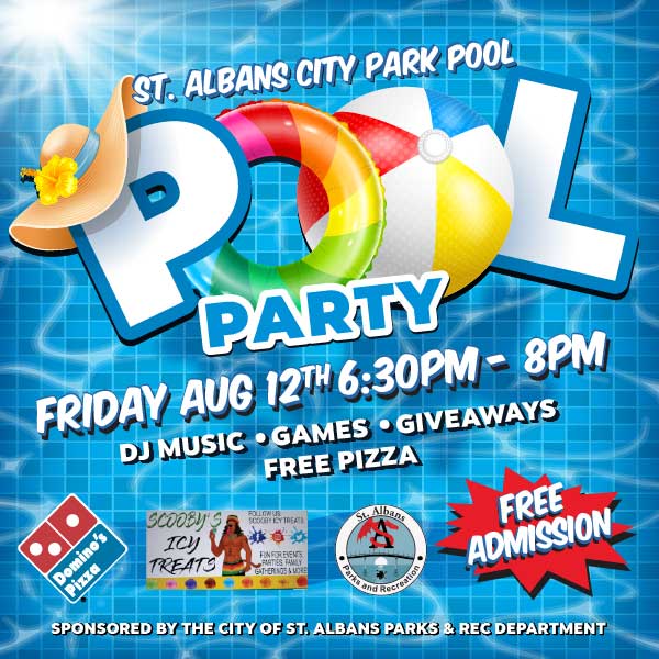 Free Pool Party at St. Albans City Park August 12