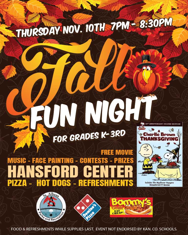 Fall Fun Night at Hansford Center - Thursday Nov 10 - 7pm - 8:30pm