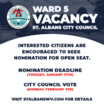 St. Albans Mayor Declares Vacancy in Council Ward 5