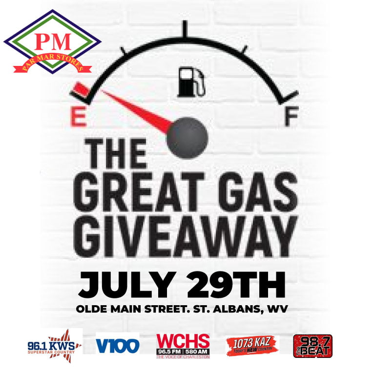 St. Albans hosts the Great Gas Giveaway on July 29th at Olde Main Plaza. Five finalists will compete for 500 gallons of free gas, sponsored by WVRC Media and Par Mar Stores.