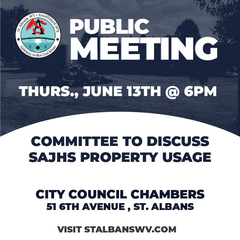There will be a Committee meeting to discuss the usage of the former SAJHS property held on Thursday, June 13, 2024 at 6:00 p.m. at the Council Chambers, 51 Sixth Avenue, St. Albans.