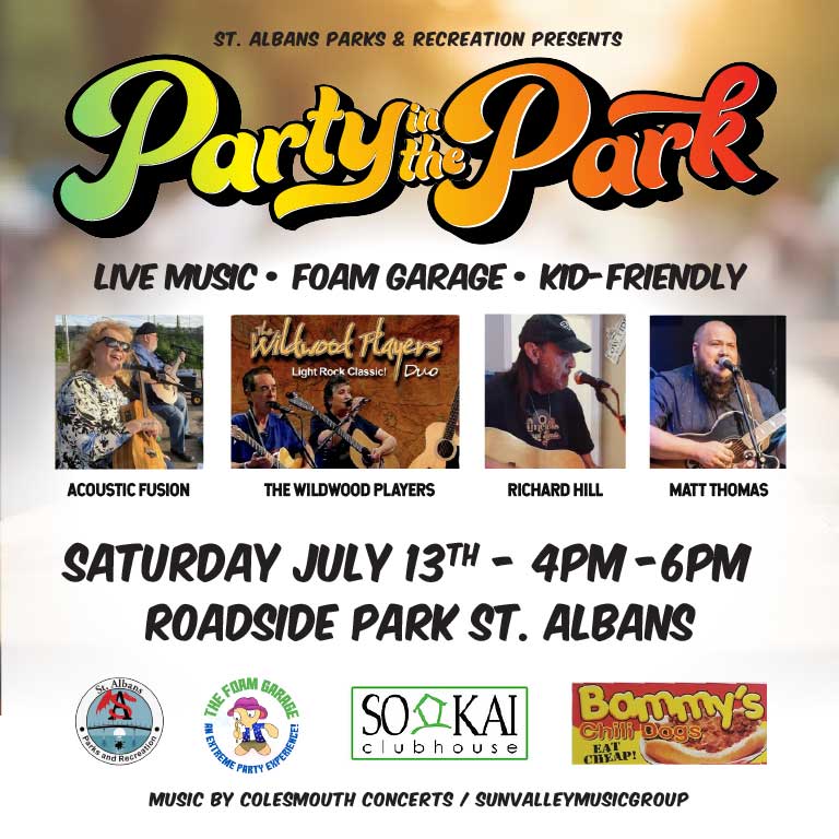 Party in the Park - July 13th - 4pm -6pm - Roadside Park