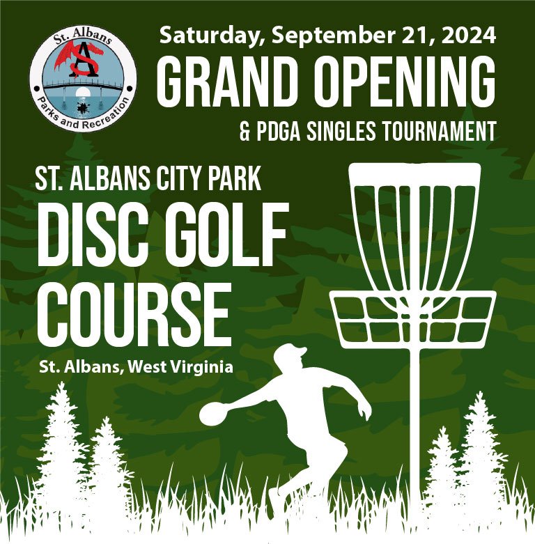 Celebrate the St. Albans Disc Golf Course Grand Opening on Sept. 21, 2024. Join our PDGA-sanctioned singles tournament and win great prizes!