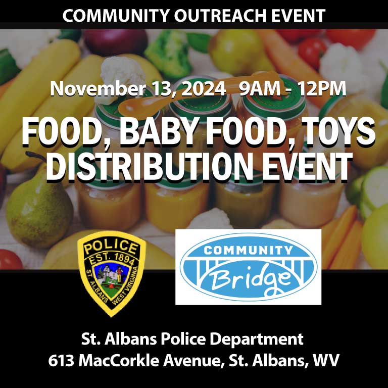 Community Outreach Event: Baby Food Distribution November 13, 9 AM-12 PM: Join us at SAPD Headquarters for a community giveaway with Community Bridge. Free food, toys, baby items, and more!