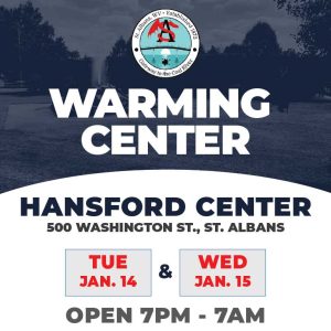 Warming Center Opening at Hansford Center January 14 & 15, 2025