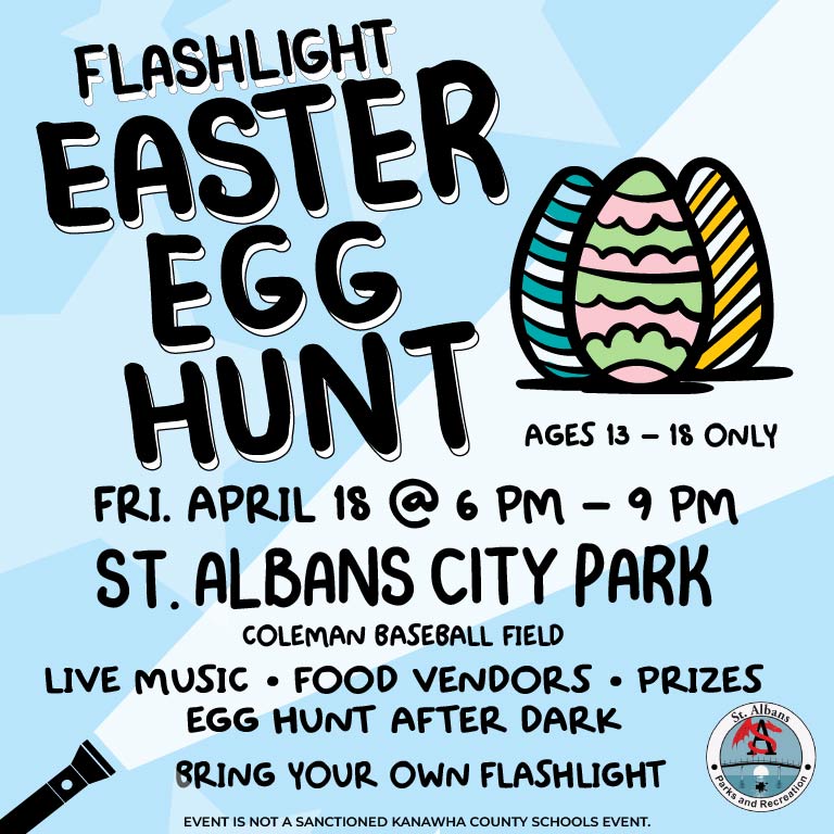 Flashlight Easter Egg Hunt for Teens - April 18th - St. Albans City Park - Coleman Field