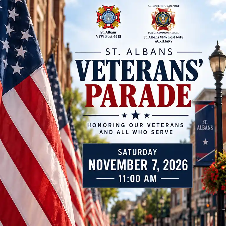 2026 St. Albans veterans parade - November 7, 2026 - 11am